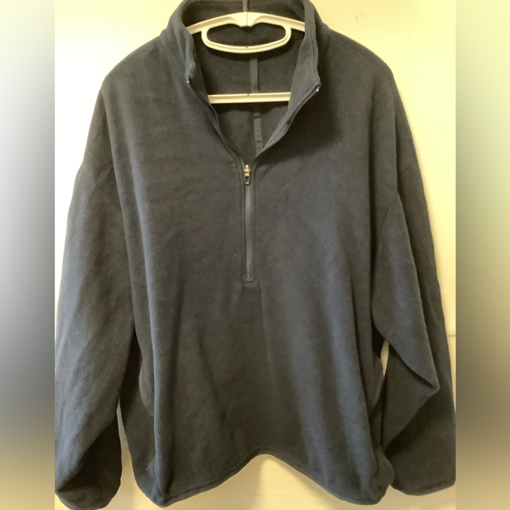 MINT LULULEMON MENS NAVY BLUE HALF ZIP FLEECE W SIDE ZIP POCKETS
